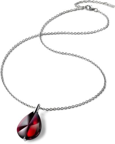 Baccarat Large Sterling Silver And Crystal Fleurs De Psydelic Iridescent Necklace - Red