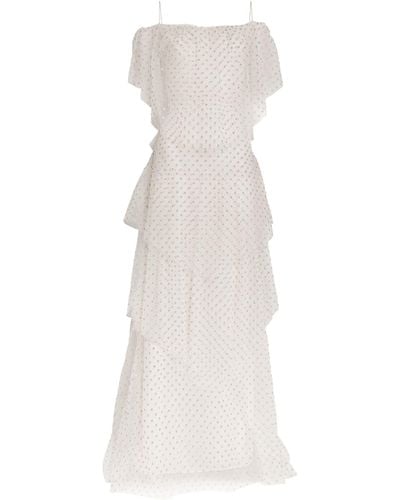Sandra Mansour Tiered Free Gown - White