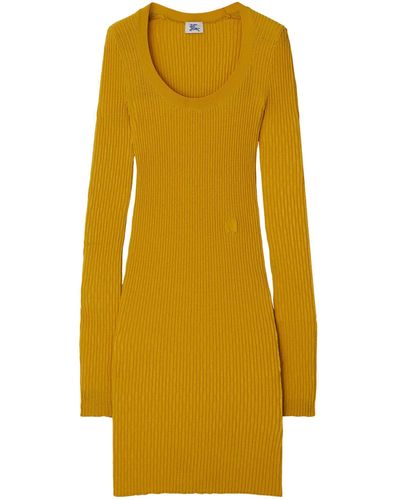 Burberry Wool Rib-knit Midi Dress - Metallic