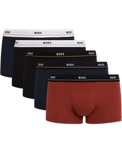 BOSS Stretch-cotton Essential Trunks (pack Of 5) - Red