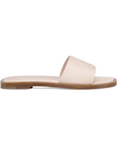 Christian Louboutin Leather Monogram Slippers - Natural