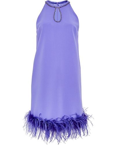 Marina Rinaldi Feather-trim Midi Dress - Purple