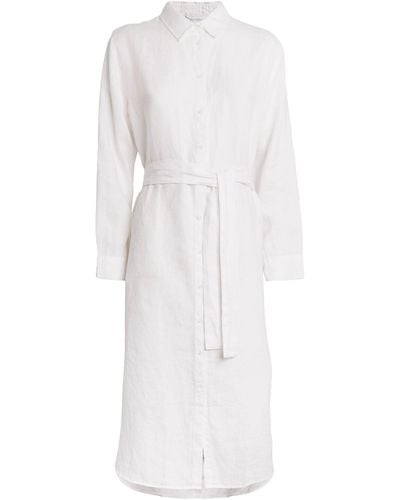 Melissa Odabash Linen Dania Midi Shirt Dress - White