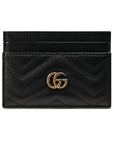 Gucci Leather Gg Marmont Card Holder - Black