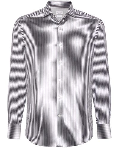 Brunello Cucinelli Striped Slim-fit Shirt - Gray