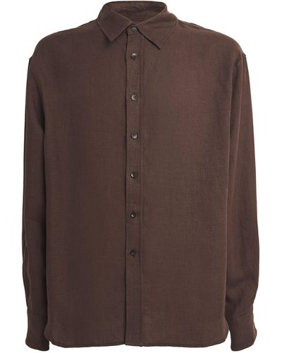 Commas Linen Relaxed Shirt - Brown