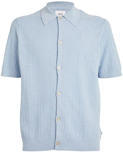 NN07 Ribbed Polo Shirt - Blue