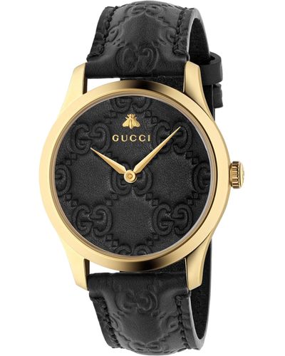 Gucci Gold-plated G-timeless Watch 38mm - Black