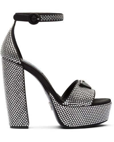 Prada Crystal-embellished Platform Sandals 135 - Black