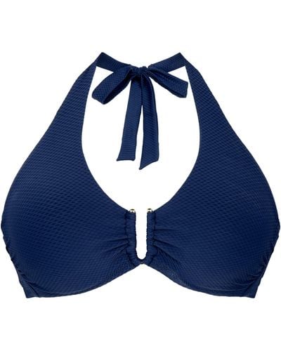 Heidi Klein Textured Halterneck Bikini Top - Blue