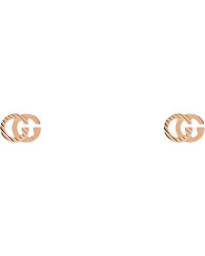 Gucci Rose Gold Gg Running Stud Earrings - Pink