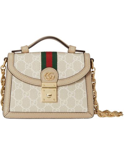 Gucci Mini Gg Supreme Ophidia Shoulder Bag - Natural