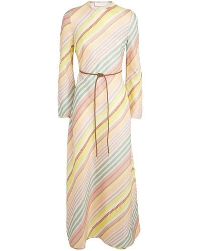 Zimmermann Linen Striped Halliday Dress - Metallic