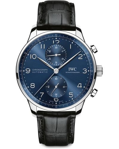 IWC Schaffhausen Stainless Steel Portugieser Chronograph Watch 41mm - Blue