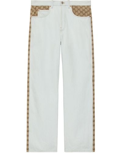 Gucci Gg Canvas Paneled Jeans - Blue