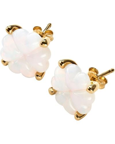 Baccarat Gold Vermeil And Crystal Trèfle Iridescent Stud Earrings - White