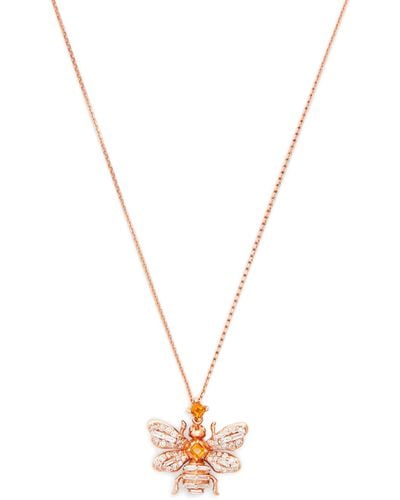 BeeGoddess Rose Gold, Diamond And Citrine Queen Bee Necklace - Metallic
