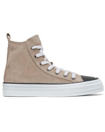 Brunello Cucinelli Suede Monili-embellished High-top Sneakers - Brown
