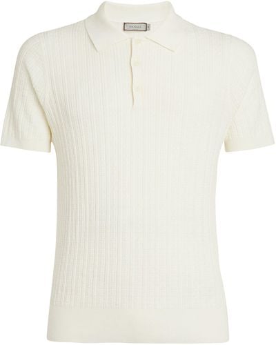 Canali Textured-knit Polo Shirt - White