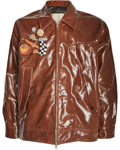 Song For The Mute Badge-detail Coated Jacket - Brown