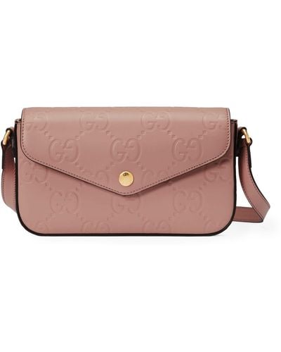 Gucci Mini Leather Gg Shoulder Bag - Pink