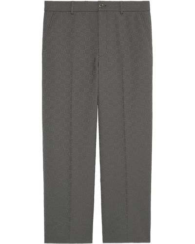 Gucci Cropped Gg Jacquard Trousers - Grey