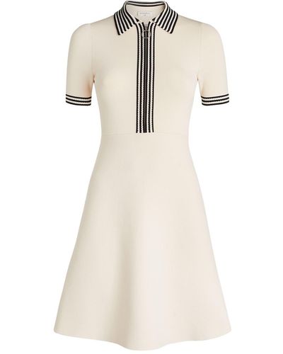 Sandro Paulzy Stripe Trim Knit A - Line Dress - Natural