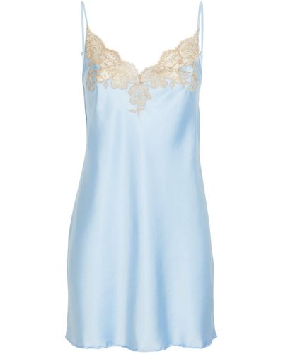 I.D Sarrieri Silk Lace-trimmed Slip Dress - Blue