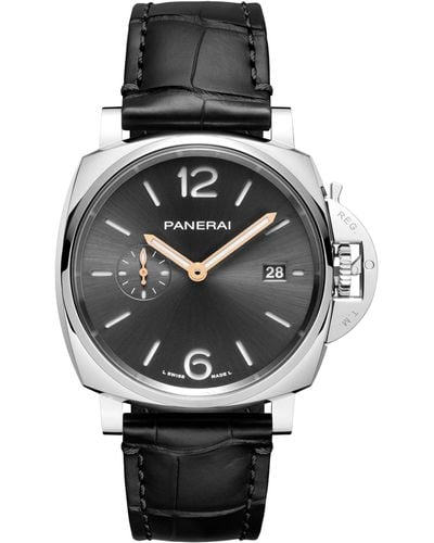 Panerai Stainless Steel And Alligator Leather Luminor Due Watch 42mm - Gray