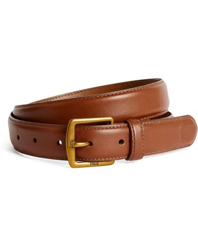 Polo Ralph Lauren Silver Branded Leather Belt - Brown