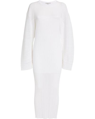 Stella McCartney Knitted Plissé Midi Dress - White