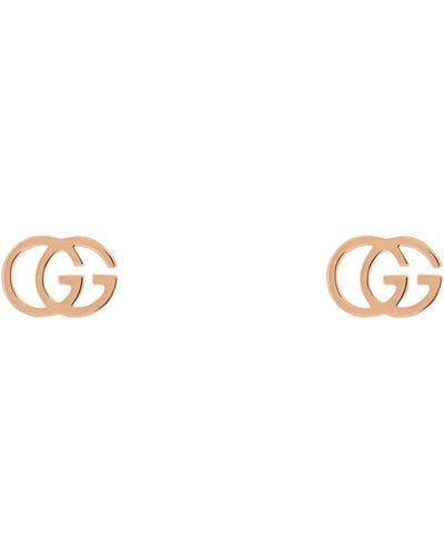 Gucci Rose Gold Double G Stud Earrings - Pink