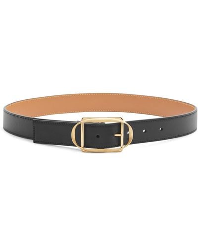Loewe Leather Curved-buckle Belt - Black
