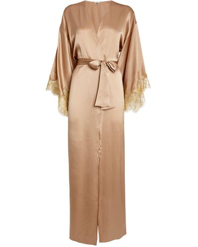 Gilda & Pearl Silk Gina Long Robe - Natural