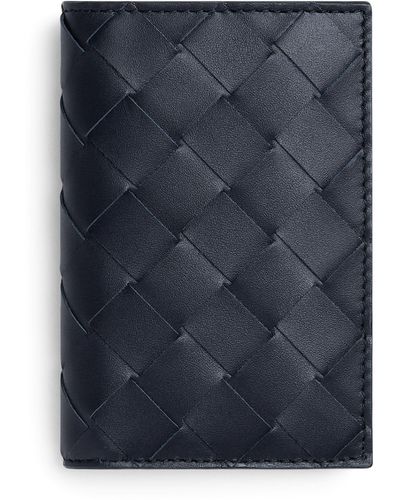 Bottega Veneta Calfskin Intrecciato Flap Card Holder - Blue