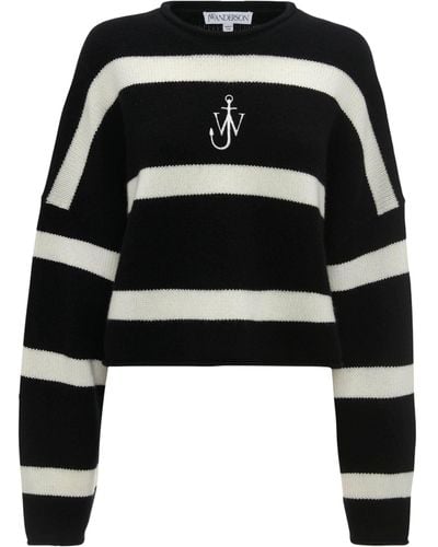 JW Anderson Wool-cashmere Striped Jumper - Black