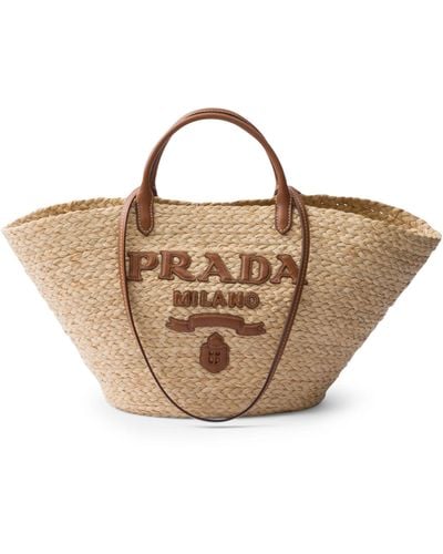 Prada Raffia-leather Top-handle Bag - Brown