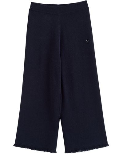 Chinti & Parker Cashmere Fringe-trim Wide-leg Trousers - Blue