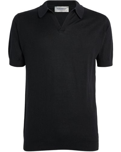 John Smedley Merino Wool Polo Shirt - Black