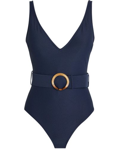 Heidi Klein Porto Cervo Belted Swimsuit - Blue