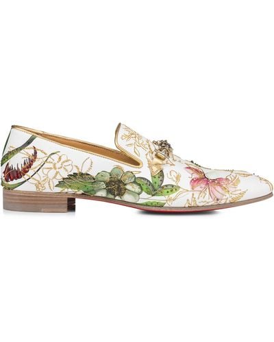 Christian Louboutin Dandyswing Floral Print Loafers - Natural