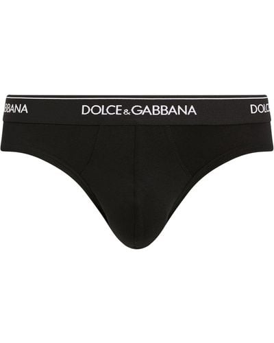 Dolce & Gabbana Logo Midi Briefs (pack Of 2) - Black