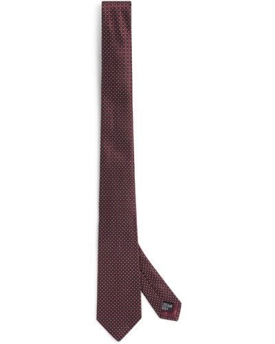 Emporio Armani Silk Woven Geometric Tie - Brown