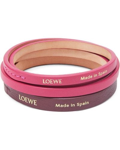 Loewe Leather Double Bangle - Pink