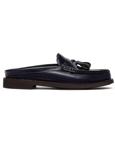 Brunello Cucinelli Leather Loafer Mules - Blue