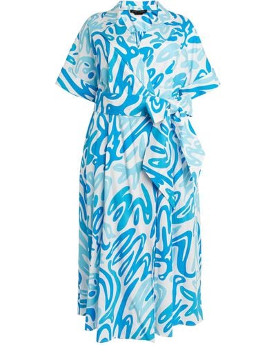 Marina Rinaldi Belted Maxi Wrap Dress - Blue