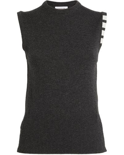 Thom Browne Cashmere 4-bar Sweater Vest - Black
