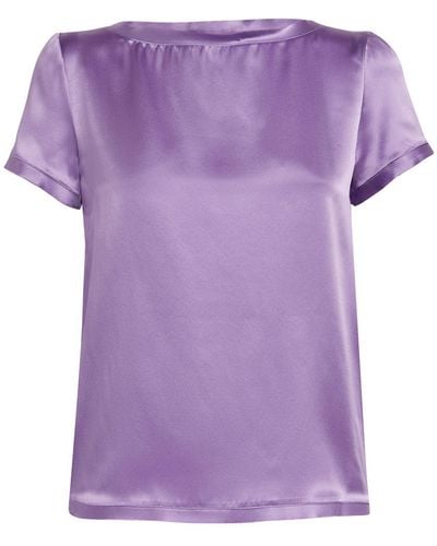 MAX&Co. Silk Short-sleeve Blouse - Purple