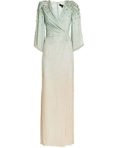 Jenny Packham Embellished Wrap Nori Maxi Dress - Green