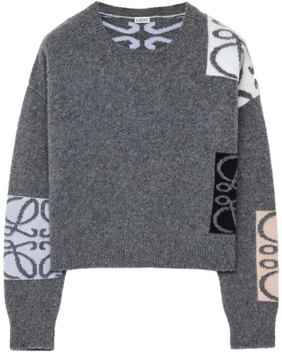 Loewe Wool-blend Anagram Sweater - Gray